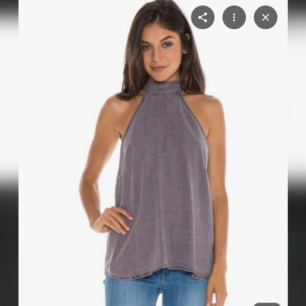 Cloth & Stone Button Back Halter Tank Top Small Anthropologie